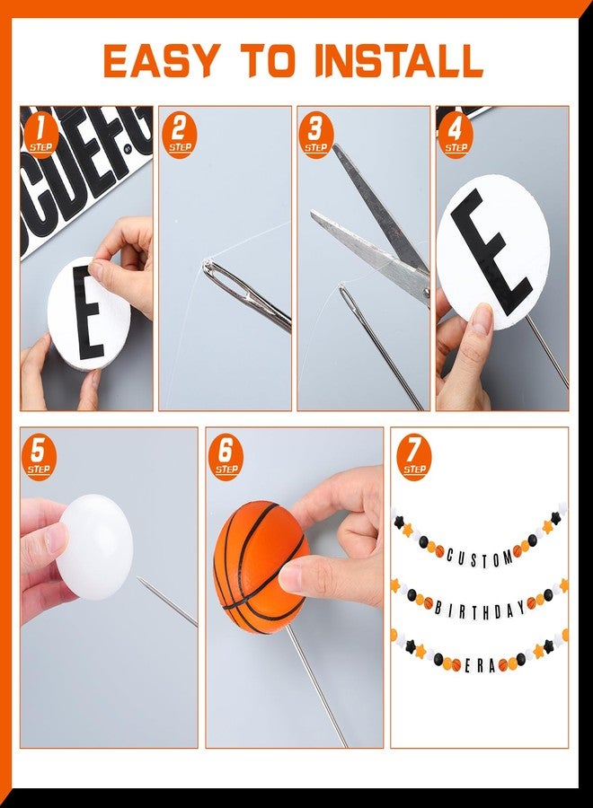 مجموعة سيمجوينج 98 قطعة لافتة عيد ميلاد كرة سلة جامبو يمكنك صنعها بنفسك، تتضمن سوار صداقة، زينة حفلات عملاقة قابلة للتخصيص، مثالية لحفلات كرة السلة الرياضية - Image 5